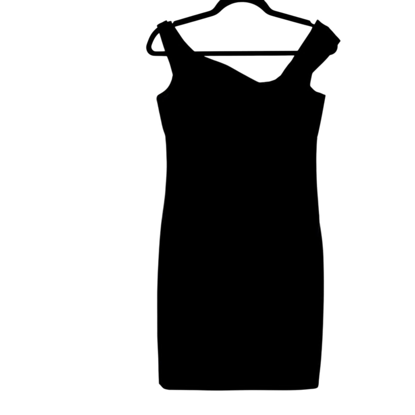 Black Halo Black Bodycon Mini Dress Womens 6 Jackie O Asymmetrical Iconic Preppy